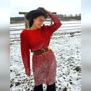 Midi knee dress nanette lepore red sequence dress size 14